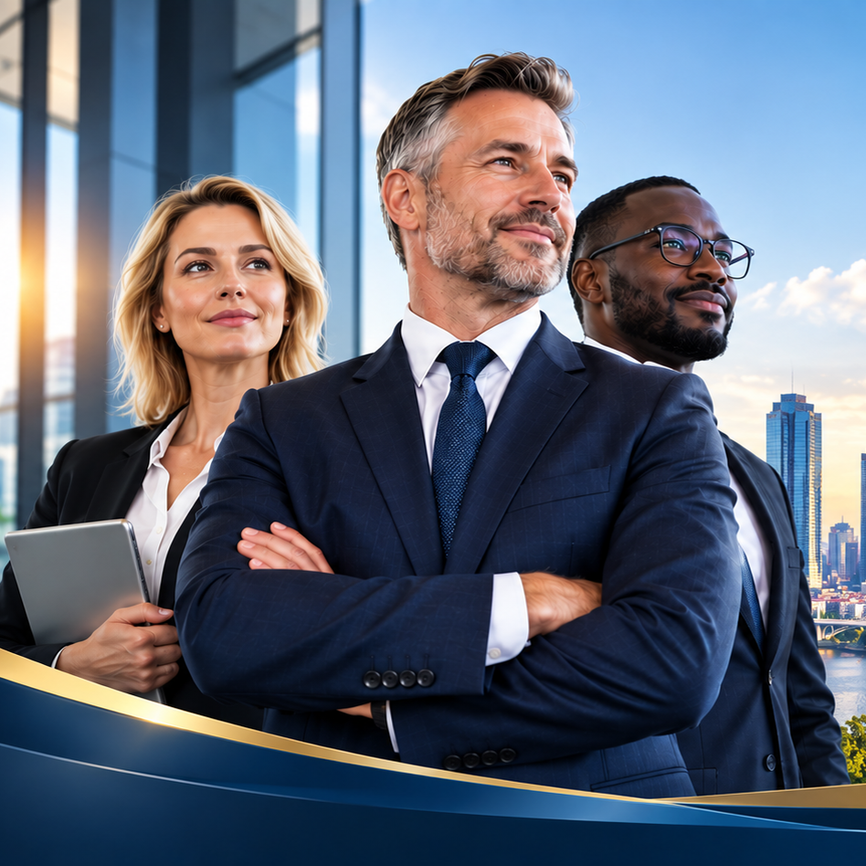 Financial advisers meeting with clients in a premium office